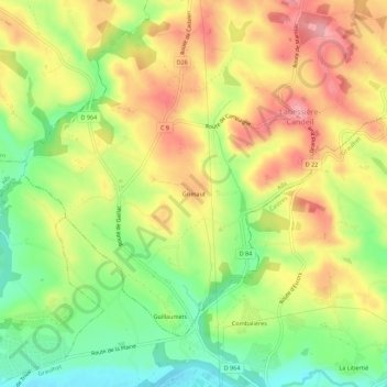 Carte topographique Grimaut, altitude, relief