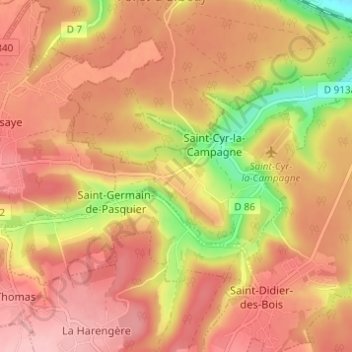 Carte topographique Le Mont Hamel, altitude, relief