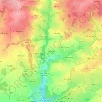 Carte topographique Gaudeix, altitude, relief