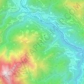 Carte topographique Pugnetto, altitude, relief