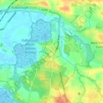 Carte topographique Wiggonholt, altitude, relief