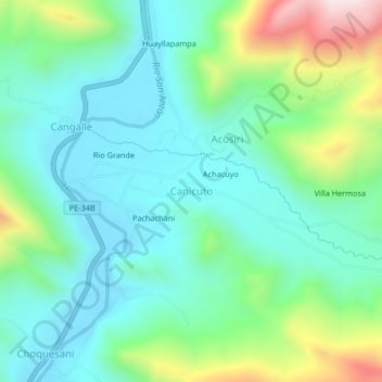 Carte topographique Canicuto, altitude, relief