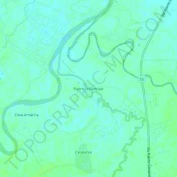 Carte topographique Puerto Villamizar, altitude, relief