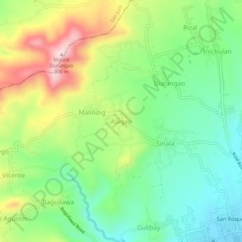 Carte topographique Alagao, altitude, relief