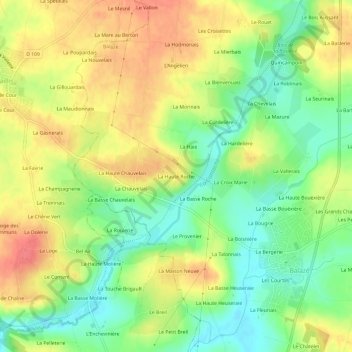 Carte topographique La Haute Roche, altitude, relief