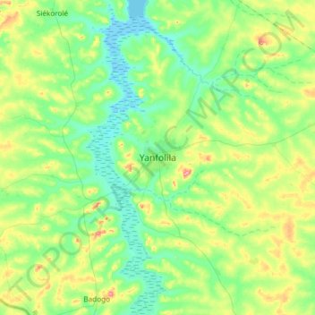 Carte topographique Yanfolila, altitude, relief