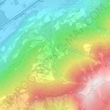 Carte topographique L'Arbarey, altitude, relief