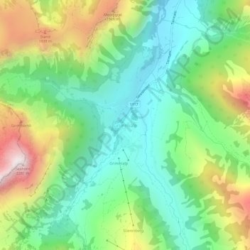 Carte topographique Grimmialp, altitude, relief