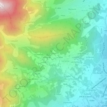 Carte topographique Le Tout, altitude, relief