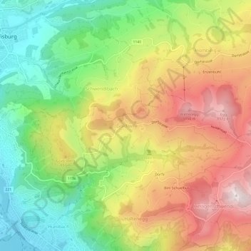 Carte topographique Goldiwil, altitude, relief