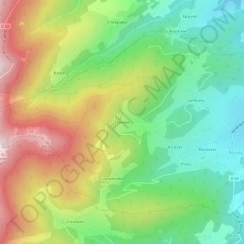Carte topographique Chevalet, altitude, relief