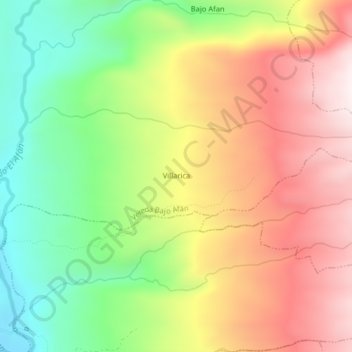 Carte topographique Villarica, altitude, relief