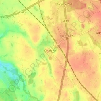 Carte topographique Kavelstorf, altitude, relief