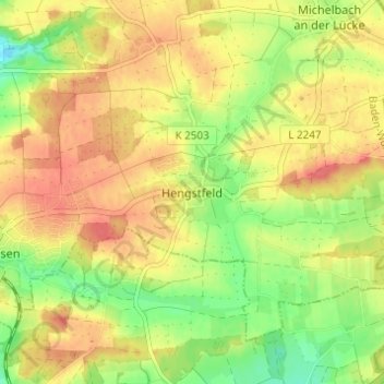 Carte topographique Hengstfeld, altitude, relief