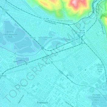 Carte topographique Shinn, altitude, relief