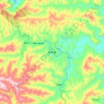 Carte topographique 秧坝镇, altitude, relief