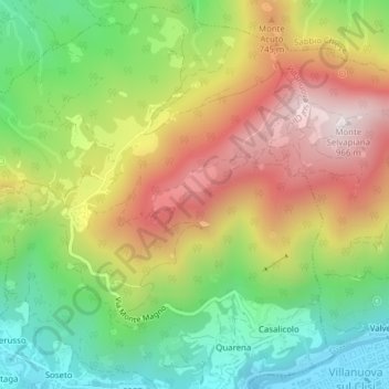 Carte topographique Selvapiana, altitude, relief