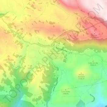 Carte topographique Collebrincioni, altitude, relief