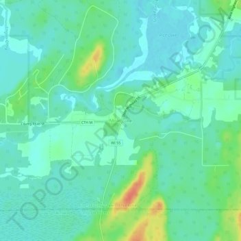 Carte topographique Mole Lake, altitude, relief