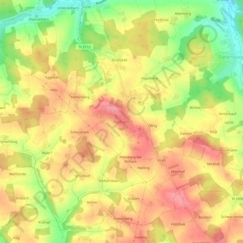 Carte topographique Nöham, altitude, relief
