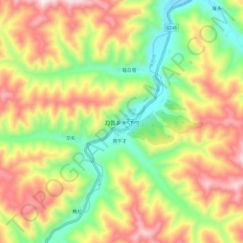 Carte topographique 刀告乡, altitude, relief