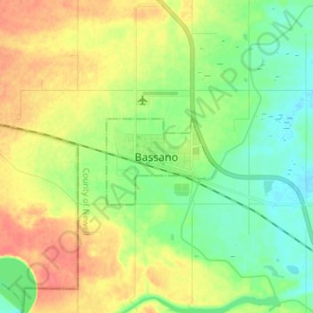 Carte topographique Bassano, altitude, relief
