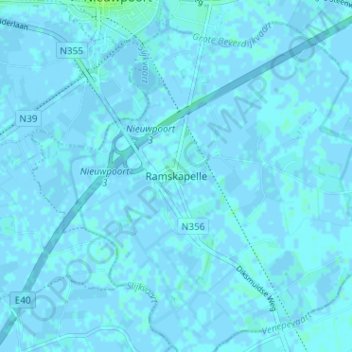Carte topographique Ramskapelle, altitude, relief