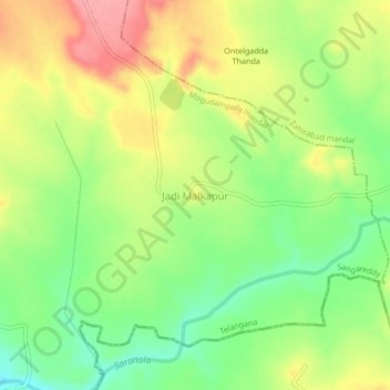 Carte topographique Jadi Malkapur, altitude, relief