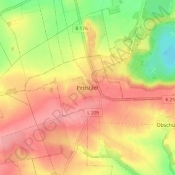 Carte topographique Pettstädt, altitude, relief