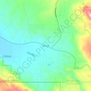 Carte topographique Aguanga, altitude, relief
