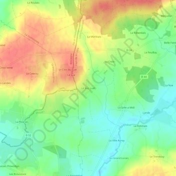 Carte topographique Le Bas Luat, altitude, relief
