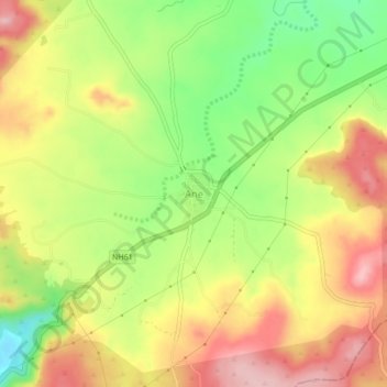 Carte topographique Ane, altitude, relief