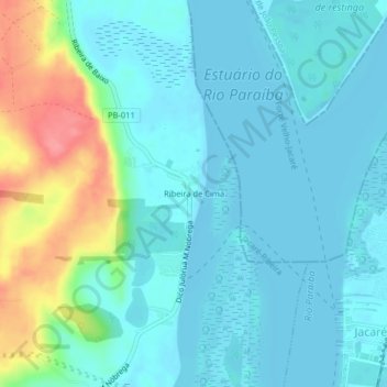 Carte topographique Ribeira de Cima, altitude, relief