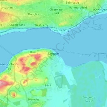 Carte topographique Tayport, altitude, relief