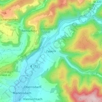 Carte topographique Zeyern, altitude, relief