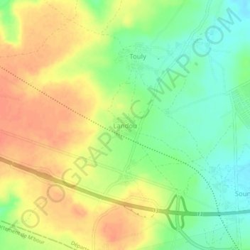 Carte topographique Landou, altitude, relief