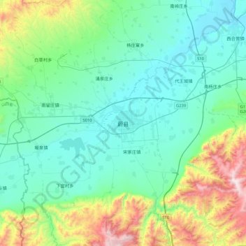 Carte topographique 蔚县, altitude, relief