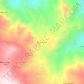 Carte topographique Barro Negro, altitude, relief