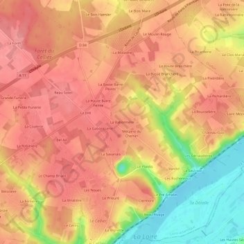 Carte topographique La Babonnière, altitude, relief