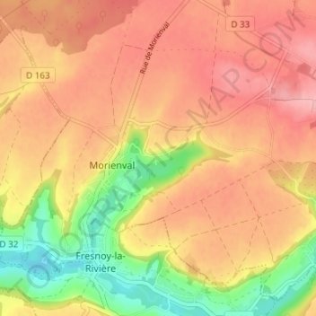 Carte topographique Fossemont, altitude, relief