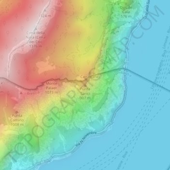 Carte topographique Punta Larici, altitude, relief