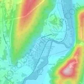 Carte topographique Amcelle, altitude, relief