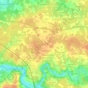 Carte topographique Bigrolle, altitude, relief