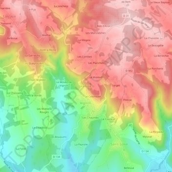 Carte topographique La Croix, altitude, relief
