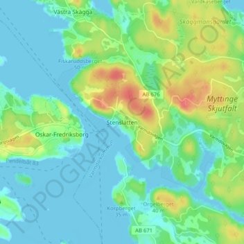 Carte topographique Stenslätten, altitude, relief
