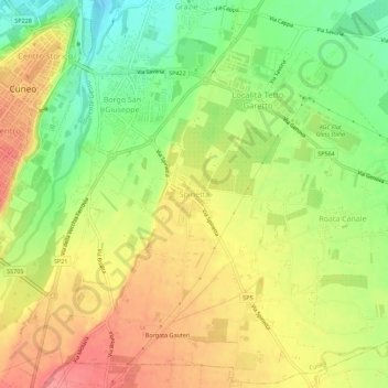 Carte topographique Spinetta, altitude, relief