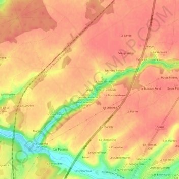 Carte topographique Sauvé, altitude, relief