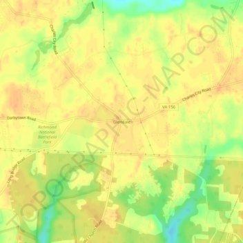 Carte topographique Glendale, altitude, relief