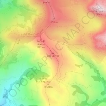 Carte topographique Los Cerros, altitude, relief