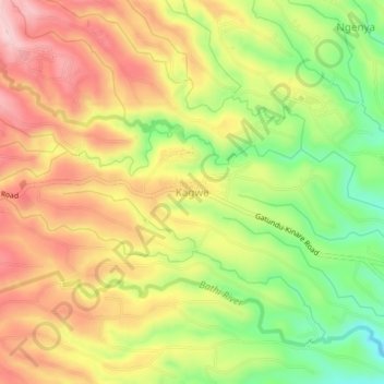 Carte topographique Kagwe, altitude, relief